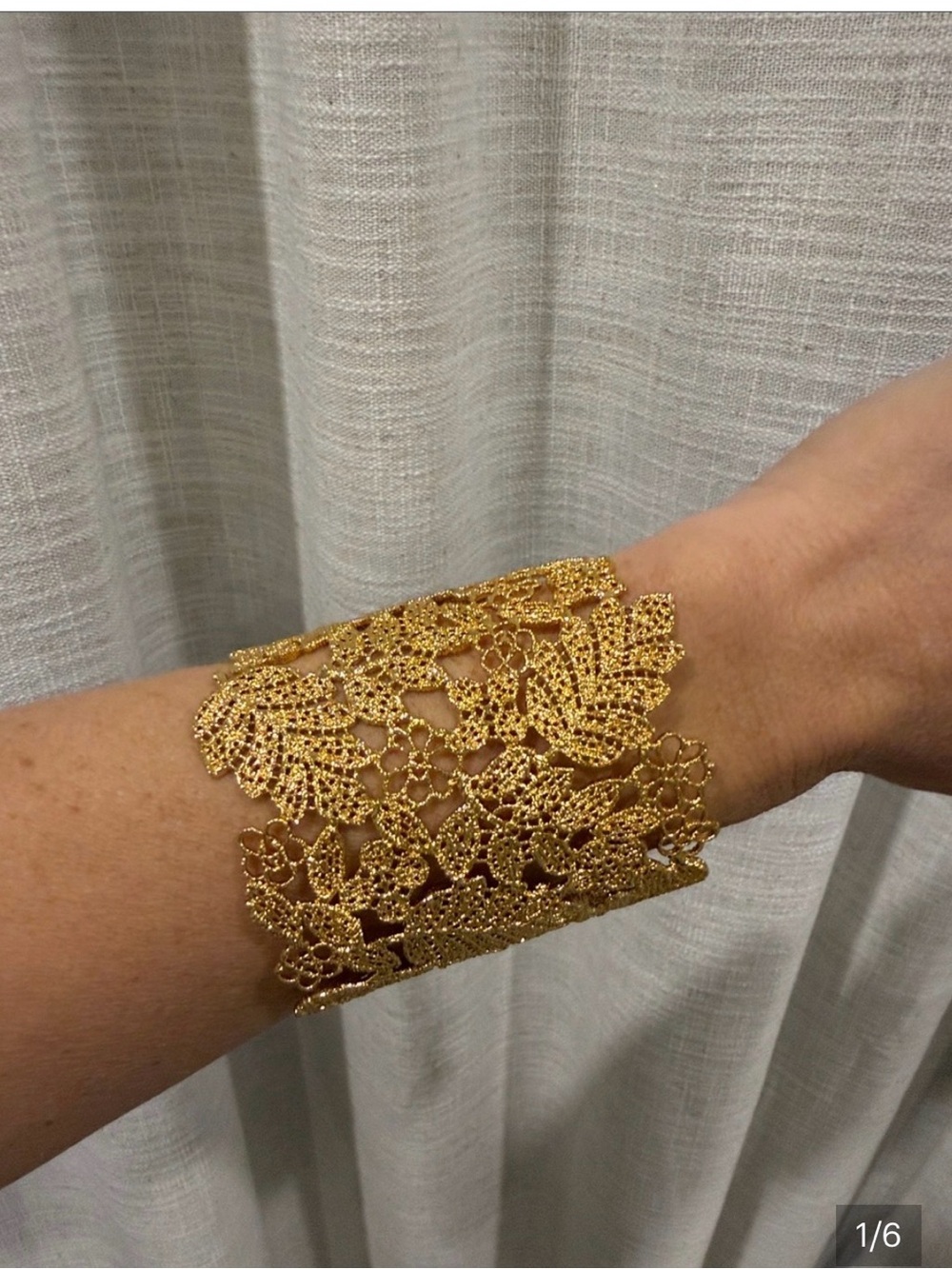 Stella & Dot Gold Floral Lace Cuff Bracelet - Picture 5 of 7
